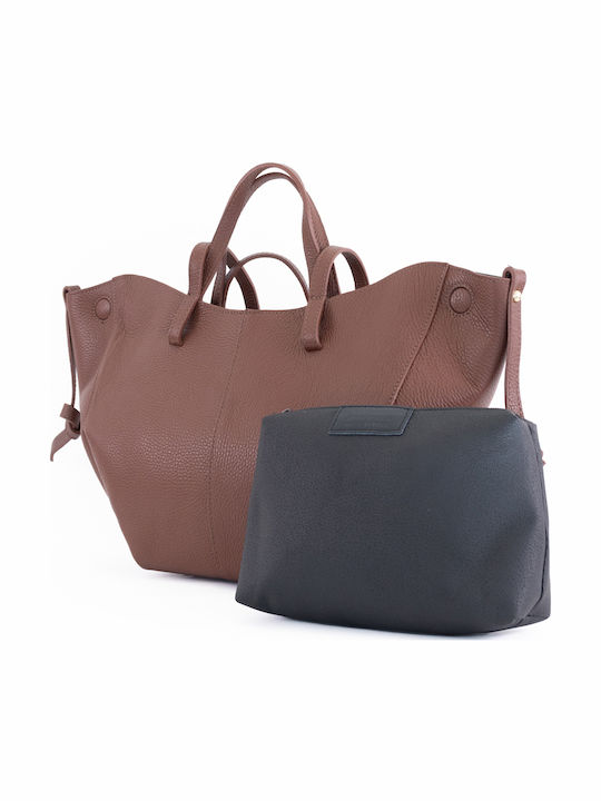 Set aus Burgunderroter Damen-Ledertasche für Hand und Schulter