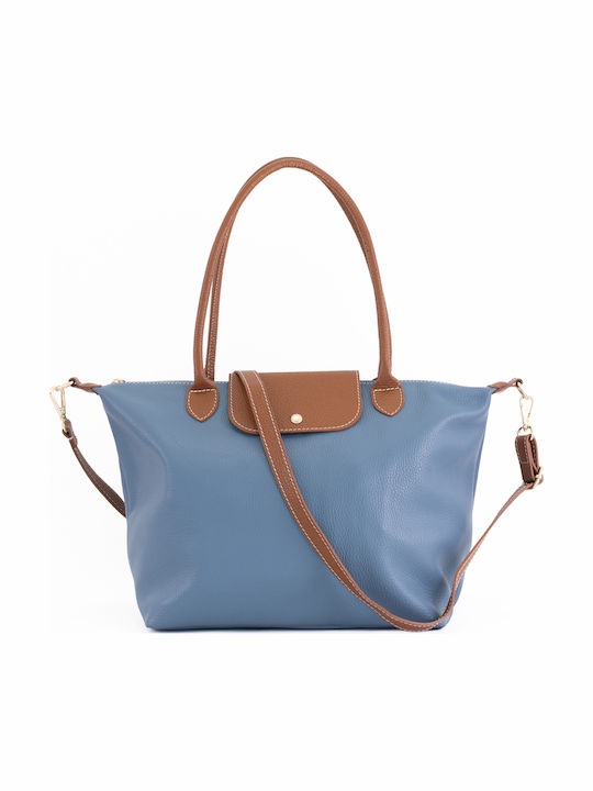 Light Blue Leather Women's Shoulder Bag