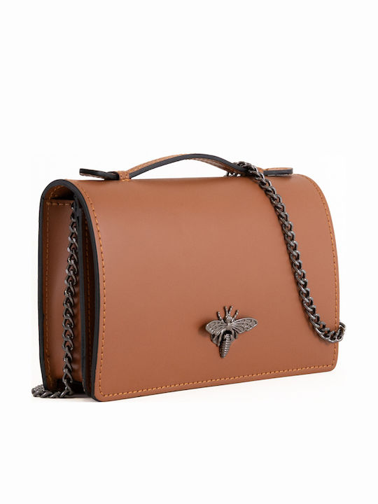 Gelbe Damen-Flap-Tasche aus Leder