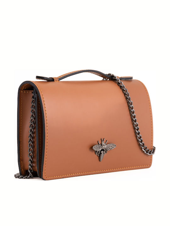 Gelbe Damen-Flap-Tasche aus Leder