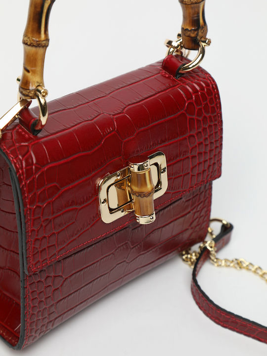 Gelbe Damen-Flap-Handtasche aus Leder