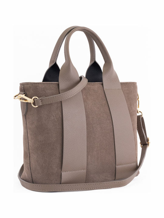 Damen-Schultertasche aus Leder in Olivgrün
