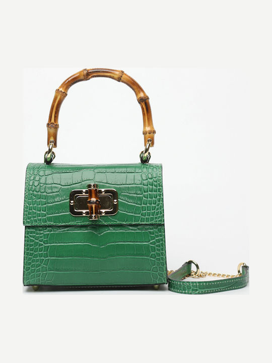 Gelbe Damen-Flap-Handtasche aus Leder