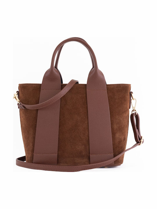 Damen-Schultertasche aus Leder in Olivgrün