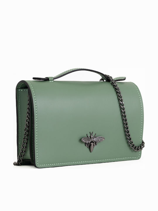 Gelbe Damen-Flap-Tasche aus Leder