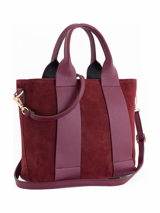 Damen-Schultertasche aus Leder in Olivgrün