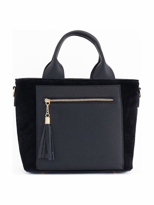 Damen-Schultertasche aus Leder in Olivgrün