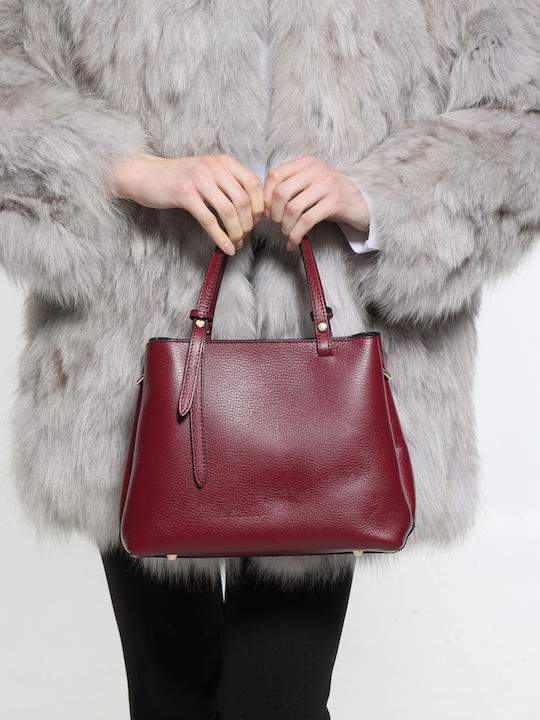 Bordeauxfarbene Damen-Schultertasche aus Leder
