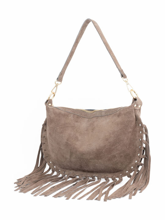 Women's Leather Shoulder Bag Navy Blue