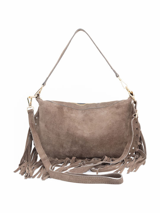 Women's Leather Shoulder Bag Navy Blue