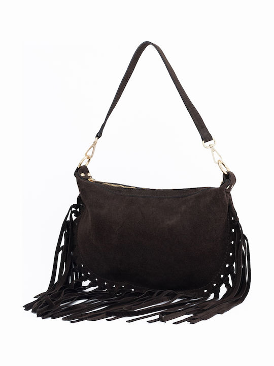 Women's Leather Shoulder Bag Navy Blue