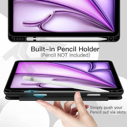 Smart Tri-fold Flip Case Pencil Holder Ipad Air 11 Inch M4 M3 M2 2026 2025 2024 Air 2020/2022 Black