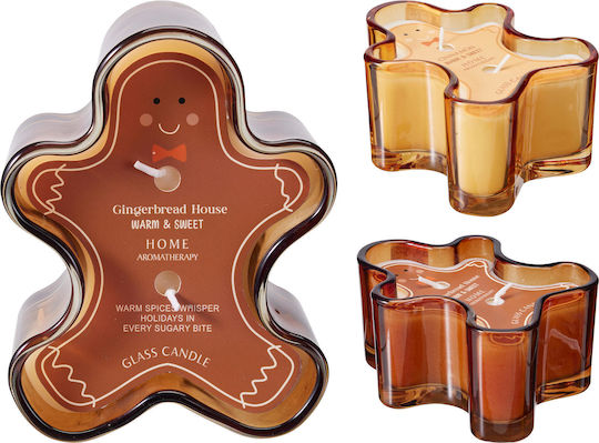 Χριστουγεννιάτικο Αρωματικό Κερί Gingerbread Ανθρωπάκι Καφέ 7.8x5x10cm