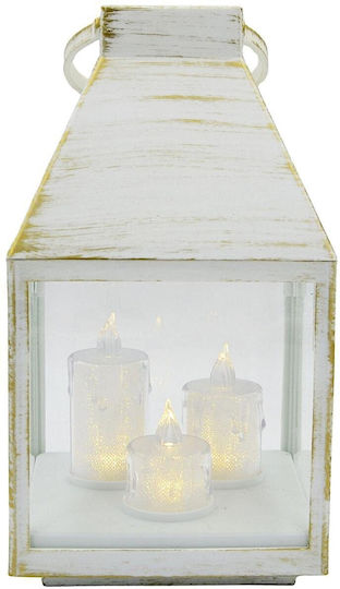 Koopman Weihnachtslaterne Advent LED 25 cm 3 Kerzen Timer Weiß