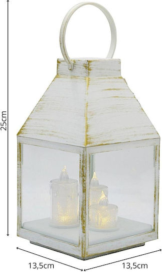 Koopman Weihnachtslaterne Advent LED 25 cm 3 Kerzen Timer Weiß