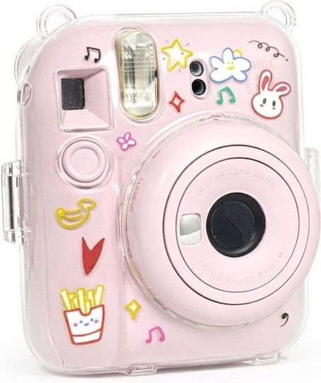 Θήκη Fuji Instax Mini 12 Σκληρή Προστατευτική Θήκη Λουράκι Ροζ
