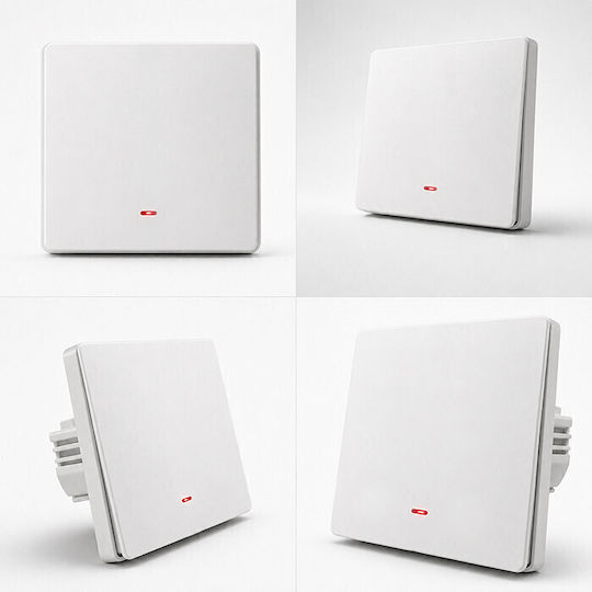 Qoltec Wall-Mounted Wi-Fi One-Way Wall Switch with White Frame