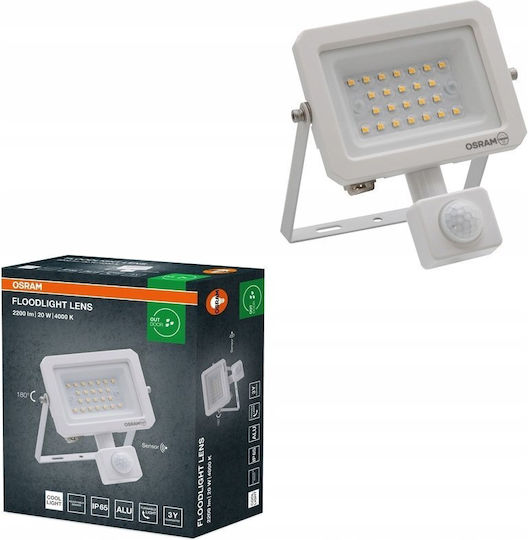 Osram Wasserdichter LED Flutlichter 20W Natürliches Weiß 4000K mit Bewegungssensor IP65