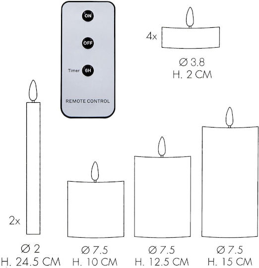 Home&Styling Collection Decorative LED Light Warm White Wax 9 pcs