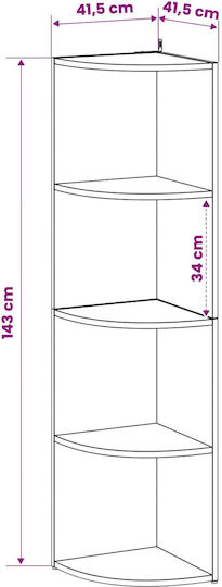 Corner Bookcase Artisan Oak 41.5x41.5x143 cm