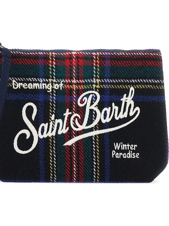 Saint Barth Mc2 Saint Barth Women Pouch Bag Aline Wool Tartan 61 Κοκκινο Μαυρο Μπλε Ali0022-02549m