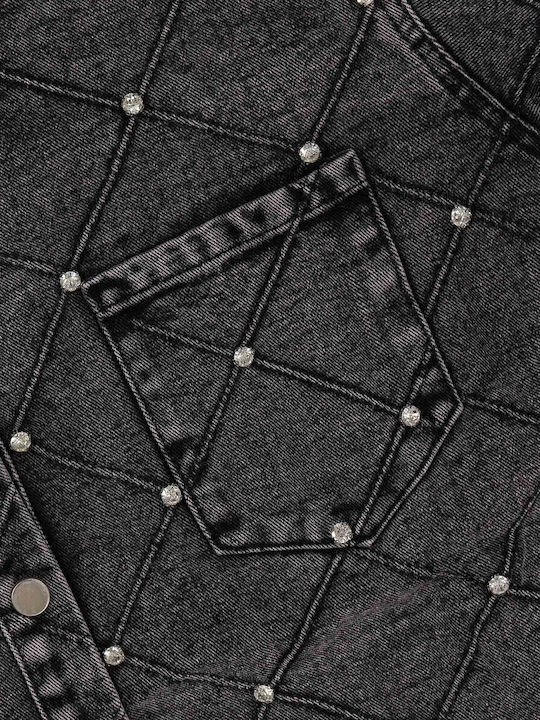 Long Sleeve Women's Denim Shirt Black