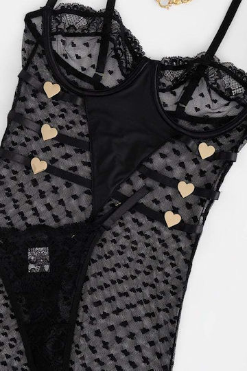 Set Φόρεμα See Through Μπανέλα String Μαυρο