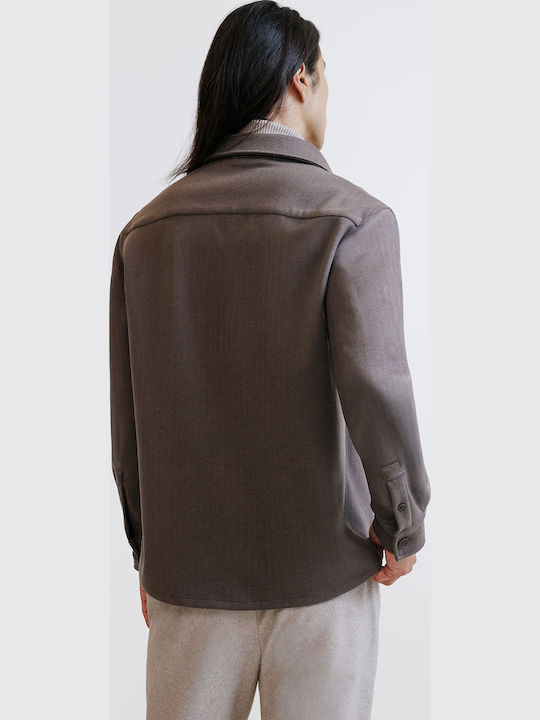 Дънкова Риза С Дълъг Ръкав Overshirt Кафява