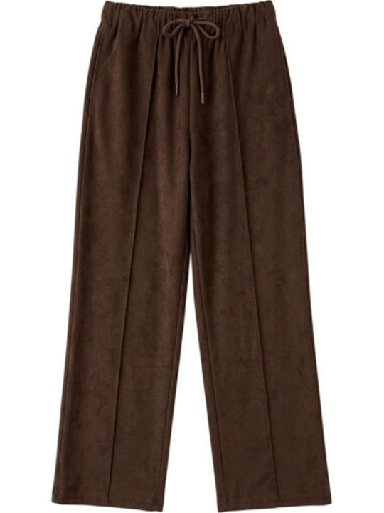 Women's Fabric Trousers with Elastic Waist Black