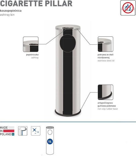 Alda Metal Waste Bin 15 L Silver