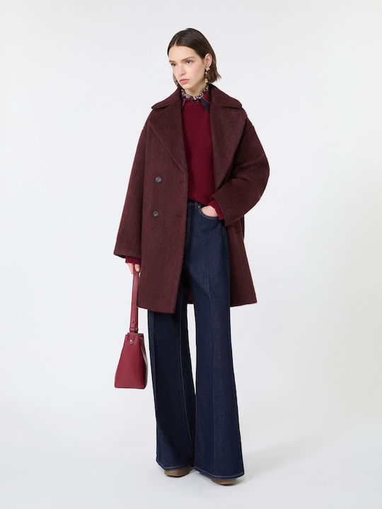 Wool Women's Coat Burgundy