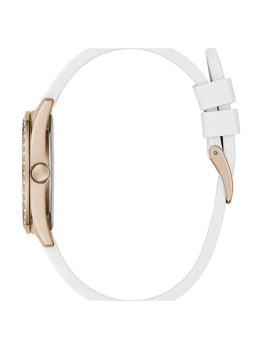 Women's Battery-Powered Watch with White Rubber Strap
