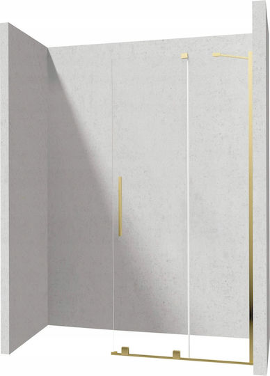 Deante Σταθερό Πλαϊνό Ντουζιέρας 90x195cm Clear Glass Gold 5907650840282