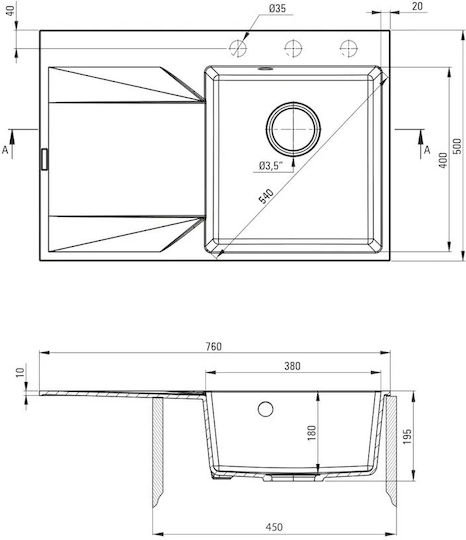 Deante Ένθετος Αριστερός 76x50cm Deante Ένθετος Αριστερός 76x50cm