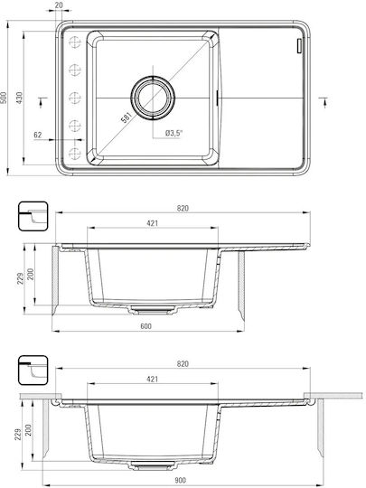 Deante Ένθετος 20x20cm Μπεζ ZKM_A11B Deante Ένθετος 20x20cm Μπεζ ZKM_A11B