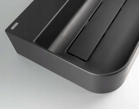 Deante Einbauspüle aus Flüssiggranit mit Wasserhahn L60,5 × B40,5 cm Schwarz