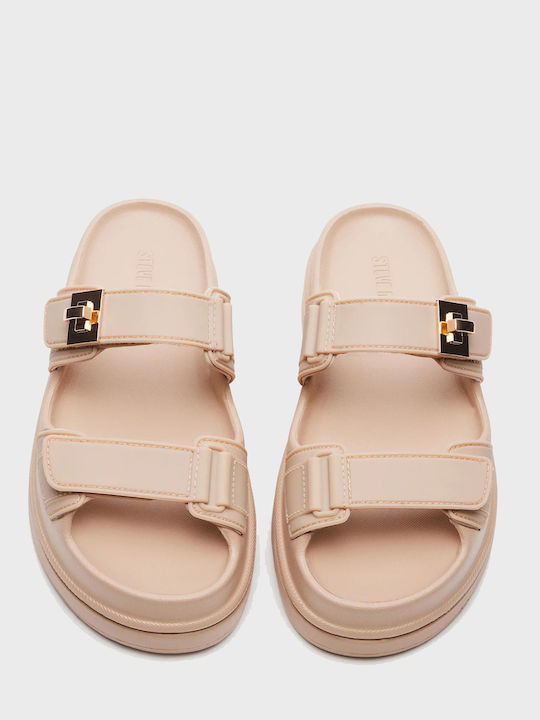 Flache Sandalen für Damen Beige