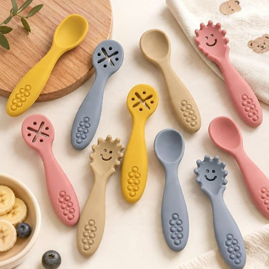 Queen Mother Baby-Besteckset aus Silikon Blau 3-tlg.