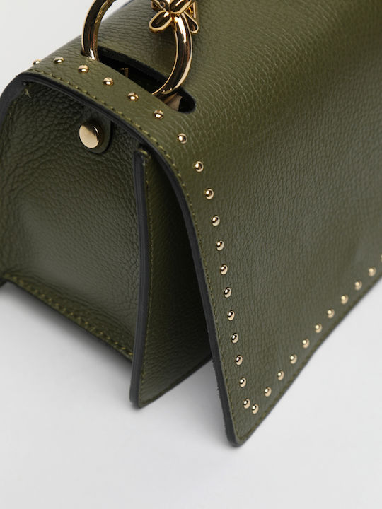 Khaki Leather Women's Shoulder Bag
