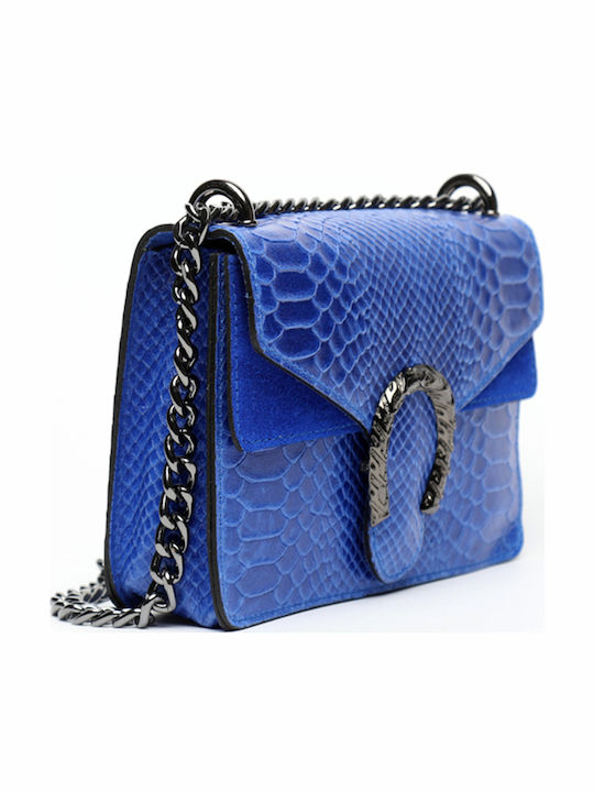 Leather Women's Shoulder Bag Suede Blue