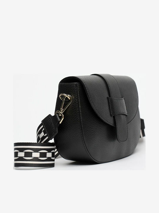 Leather Women's Shoulder Bag Navy Blue