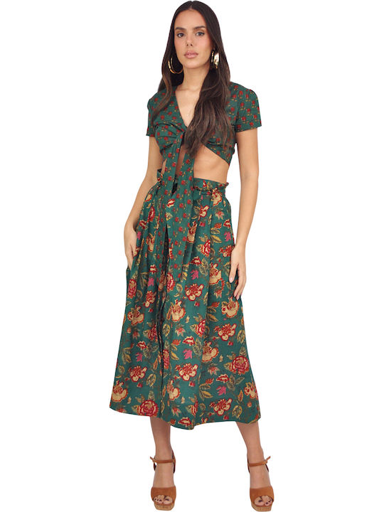 Set with Maxi Skirt Floral Green