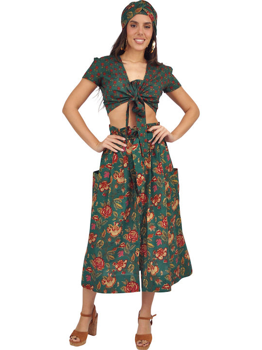 Set with Maxi Skirt Floral Green
