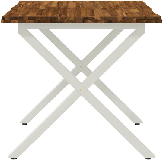 Square Dining Table Solid Wood & Metal Brown 70x70x75 cm