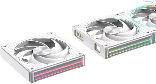 ZM-DF120 Вентилатор за компютърна кутия (2300 об./мин.) с ARGB осветление и 4-пинов PWM конектор, 3 бр., Бял