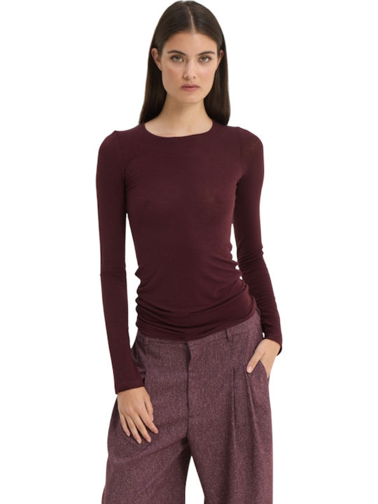 Sunset! Women's Long-Sleeve Burgundy Top