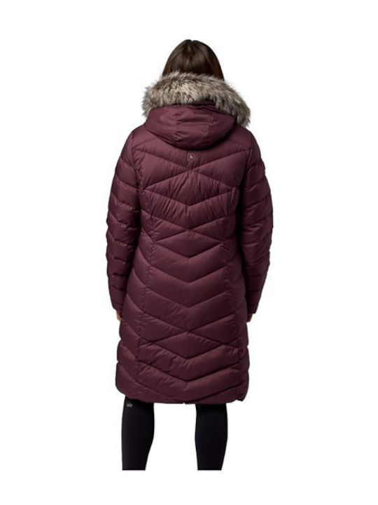 Μακρύ Γυναικείο Puffer Μπουφάν για Χειμώνα Black Plum
