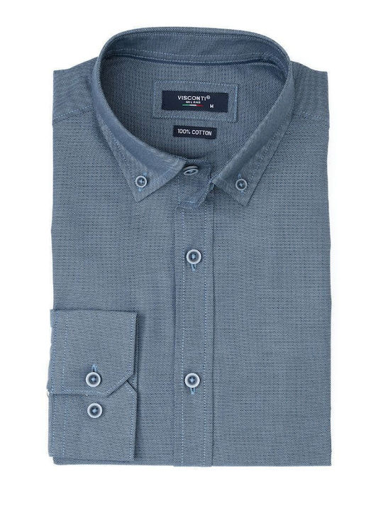 Visconti Long Sleeve Denim Shirt in Regular Fit Blue