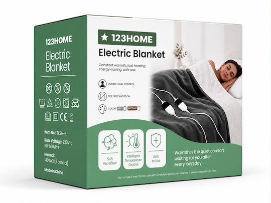 Kraft World TKSH-3 Grey Double Electric Blanket Washable Grey 280W 200x180cm
