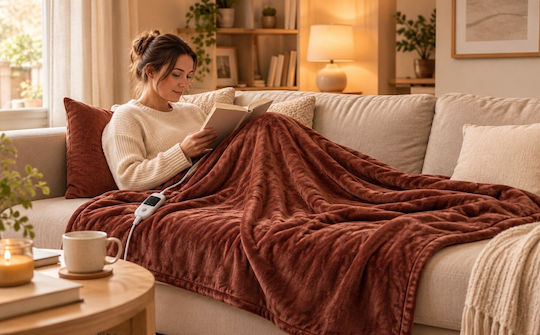 Kraft World TKSH-3 Brown King Size Washable Electric Blanket Brown 280W 200x180cm
